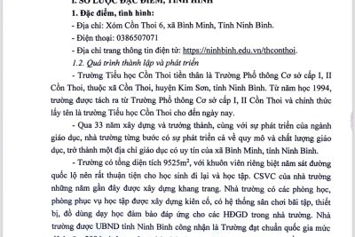 Báo cáo thành tích, tờ trình đề nghị khen thưởng trường Tiểu học Cồn Thoi năm học 2025-2026