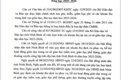 TRƯỜNG TIỂU HỌC CỒN THOI BÁO CÁO CÁC KHOẢN THU NĂM HỌC 2025 -2026