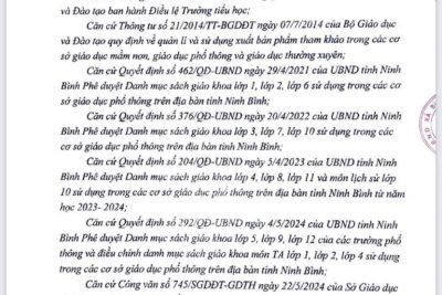 Thông báo về việc sử dụng SGK, tài liệu dạy học trong nhà trường năm học 2025-2026