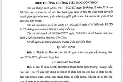 Trường Tiểu học Cồn Thoi tổ chức Hội thi Giáo viên dạy giỏi cấp trường năm học 2025-2026