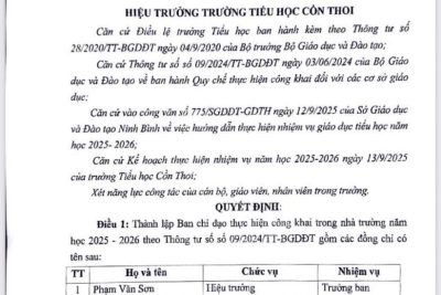 Công khai năm học 2025-2026 trường Tiểu học Cồn Thoi