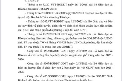 Kế hoạch năm học 2025-2026 trường Tiểu học Cồn Thoi